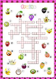 English Worksheet: Fruits crossword puzzle