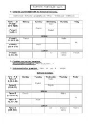 English Worksheet: TIMETABLES - ENGLISH SCHOOLS - PAIWORK