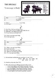 English Worksheet: THE SPECIALS a message to rudy -SONG-
