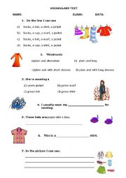 Vocabulary test: clothes and accessories