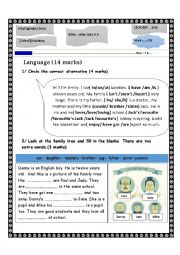 English Worksheet: Mid-term test n 1