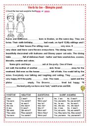 English Worksheet: simple past verb to be