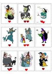 English Worksheet: HALLOWEEN BOARDGAME: WITCH CARDS