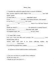 English Worksheet: 1st and 2nd conditional test (includes two versions)