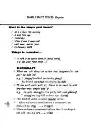 English Worksheet: simple past tense