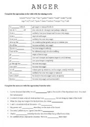 English Worksheet: Anger related vocabulary