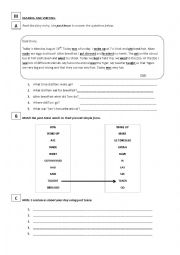 English Worksheet: Past Tense reading and writing