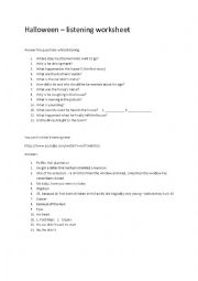 English Worksheet: Halloween listening worksheet