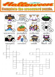 English Worksheet: Halloween- crossword