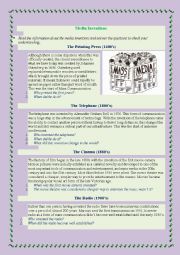 English Worksheet: Media Inventions