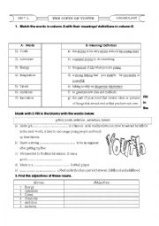 English Worksheet: Vocabulary items
