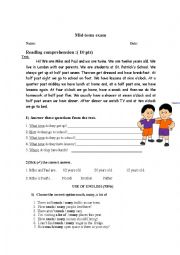 English Worksheet: Mid-term exam