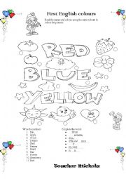 English Worksheet: First English colours