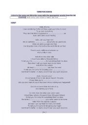 English Worksheet: hello by adele