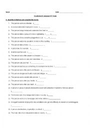 English Worksheet: Jobs & Professions Exam