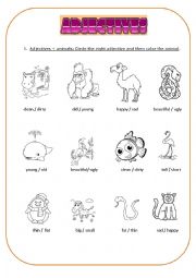 English Exercises: Adjective and Animals