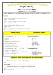 English Worksheet: Making and responding to requests