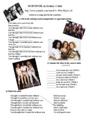 English Worksheet: Survivor by Destinys Child