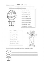 English Worksheet: description of people and animals