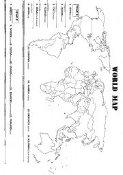 English Worksheet: WORLD MAP: FIND THESE COUNTRIES