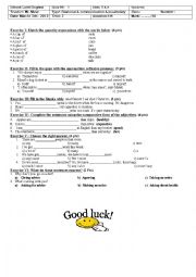 English Worksheet: Language Test For Moroccan Common Core classes