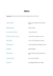 Idioms Worksheet