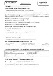 English Worksheet: Language Test For Moroccan 2 Year Bac classes