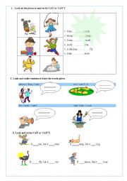English Worksheet: Can or cant