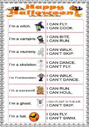 English Worksheet: What can they do? Halloween characters