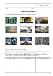 English Worksheet: Environmental Problems