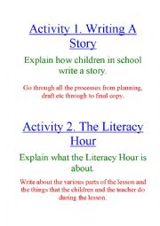 Literacy Activity Task Cards