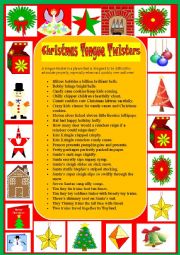 English Worksheet: X-Mas Tongue Twisters