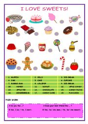 English Worksheet: I LOVE SWEETS!