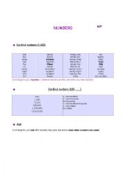 English Worksheet: cardinals and ordinals
