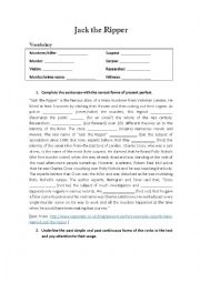 English Worksheet: Jack the Ripper (present perfect, past simple and continuous)