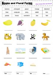 English Worksheet: Nouns & Plural Forms