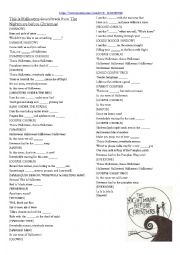 English Worksheet: This is Halloween - song from The Nightmare Before Christmas