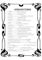 English Worksheet: Verb Patterns