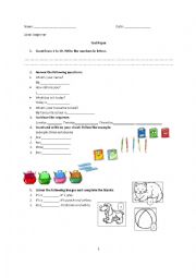 English Worksheet: Test Paper 1st grade