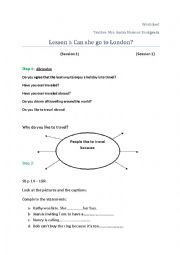 English Worksheet: Can she go to London? session 1