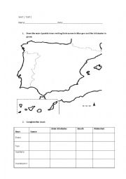 English Worksheet: Spain: rivers, tributaries and landforms: gulfs, capes, bays, archipielagos, etc