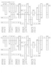 English Worksheet: CROSSWORD NUMBERS 1 TO 100