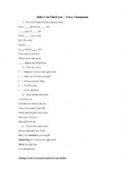 English Worksheet: Modal Verbs Song - Baby Can I hold you