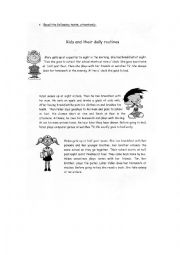 English Worksheet: READING COMPREHENSION - 1ST PART