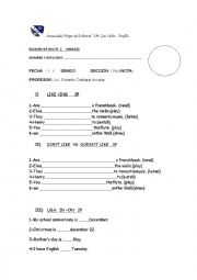 English Worksheet: like+ing   house parts    exam