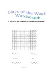 English Worksheet: DAYS OF THE WEEK