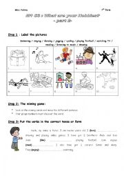 English Worksheet: M1S3 what are your hobbies PART 2