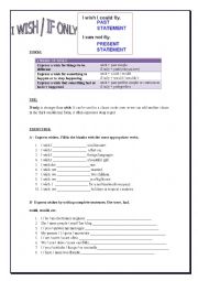 English Worksheet: Wish and If only