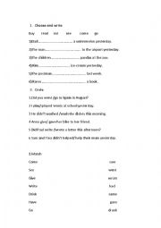 English Worksheet: Worksheet irregular verbs
