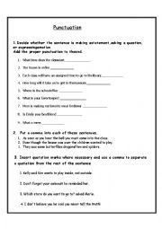 English Worksheet: punctuation